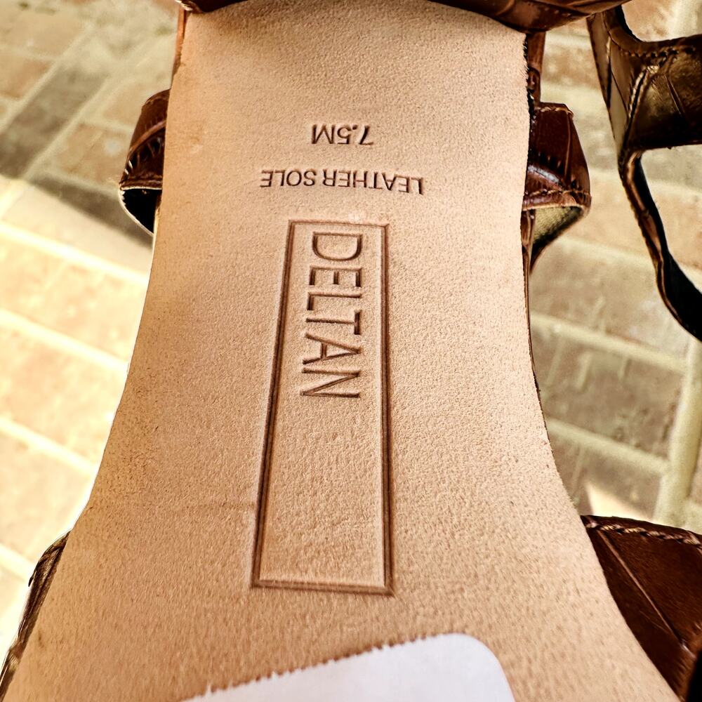 Deltan Brown Block Heel Open Toe Sandals Size 7.5 - Picture 6 of 6